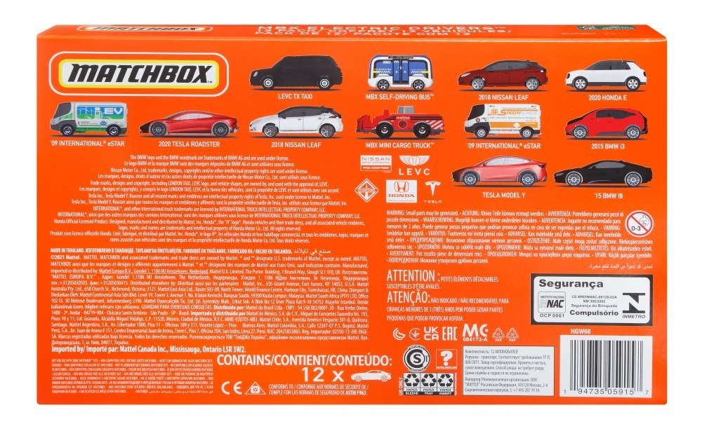 MB CAR 12 PACK ELECTRIC HGW60 AST PUD1 MATTEL